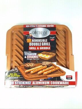 Gotham Steel Diamond Reversible Nonstick Double Grill Griddle Pan Ceramic NWT